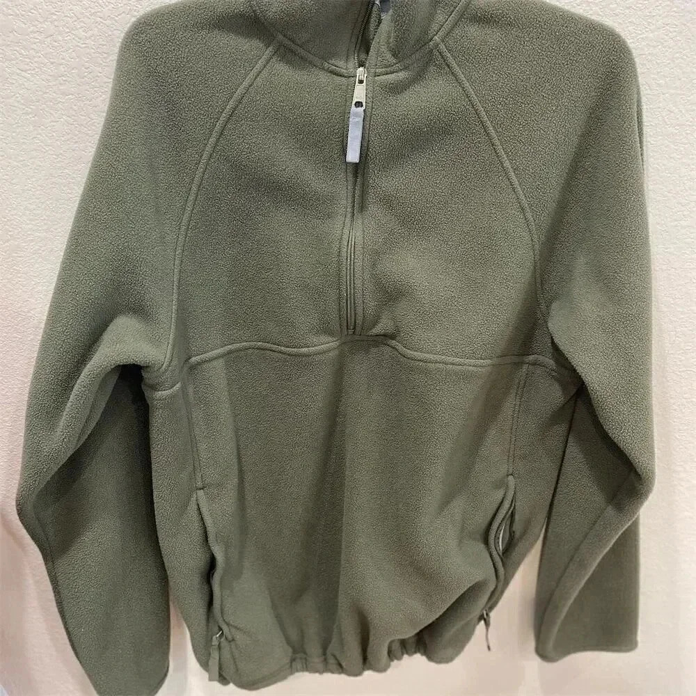 ProSpirit Athletic Zip-Up Fleece Jacket Green Unisex Medium High Collar Pocket M